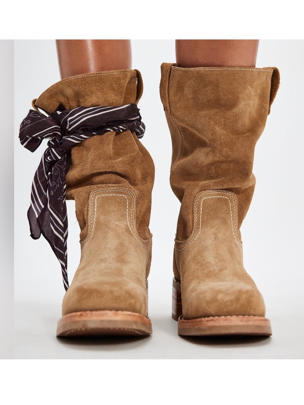 Frye Free People Campus 12R Suede Leather Boots in Tan Buck NWOB